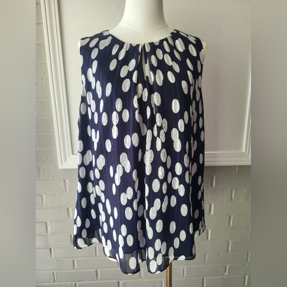 Tommy Hilfiger Navy and White Polka Dot Blouse